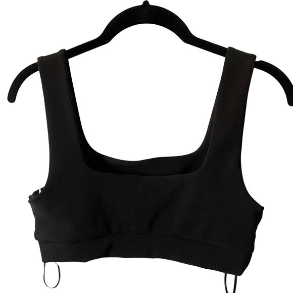 Zara Womens Medium Bra Crop Top Sailor Nautical Theme Ribbed Black Solid - Picture 8 of 8